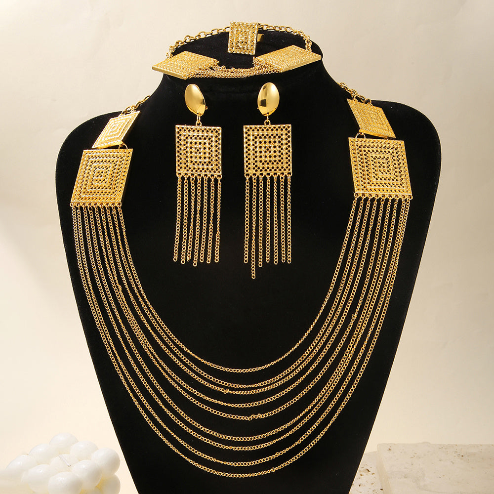 Elegant 18K Gold-Plated Tassel Jewelry Set