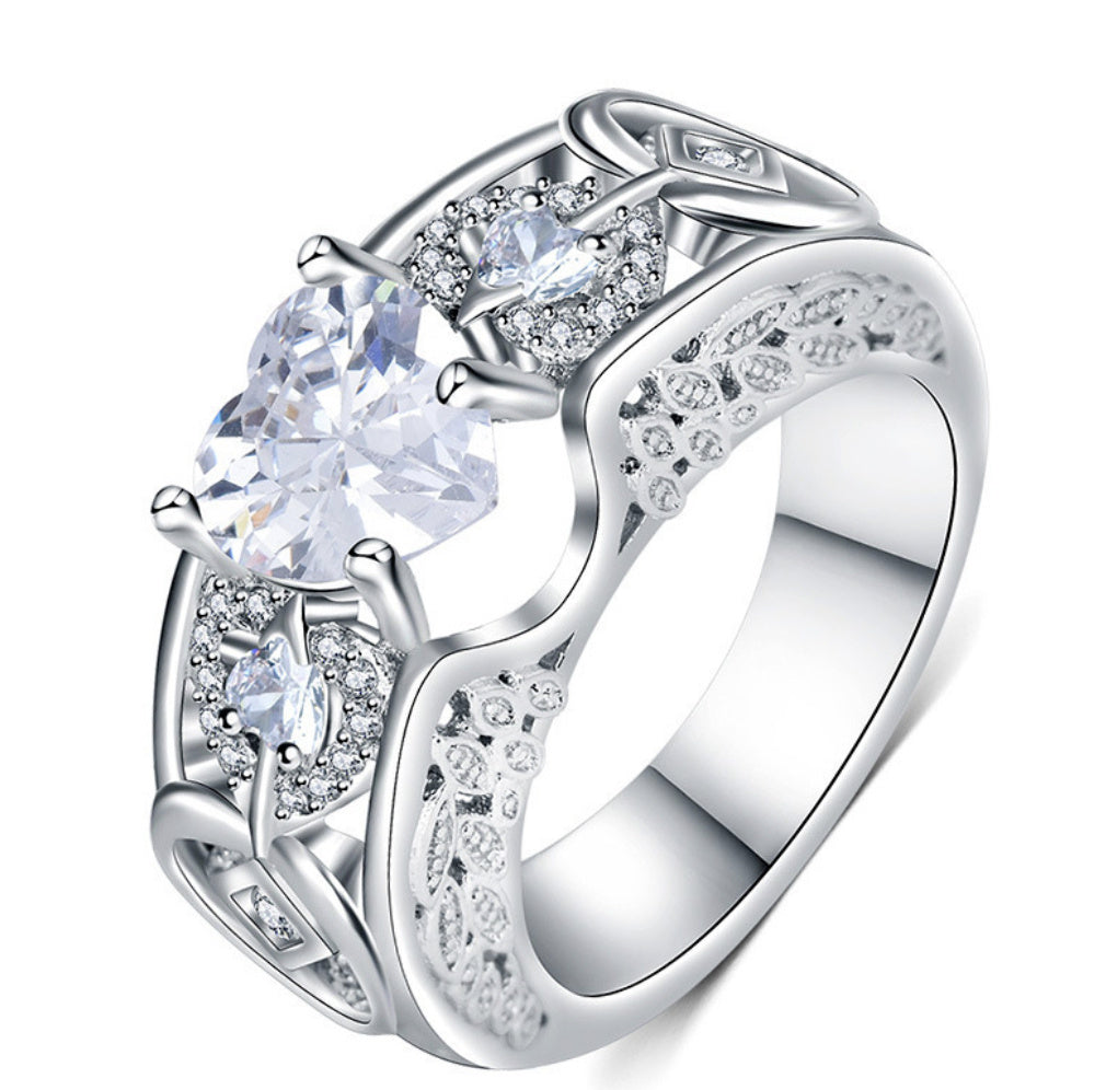 Princess Ring Heart-shaped Ruby Engagement Ring