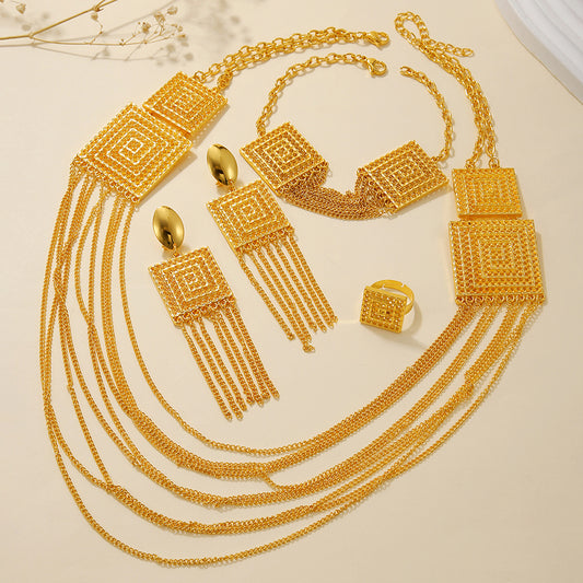 Elegant 18K Gold-Plated Tassel Jewelry Set