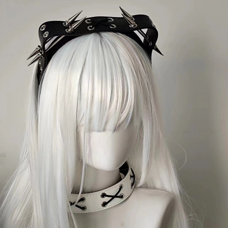 Sharp Claw Kitty Leather Punk Cat Ear Rivet Headband