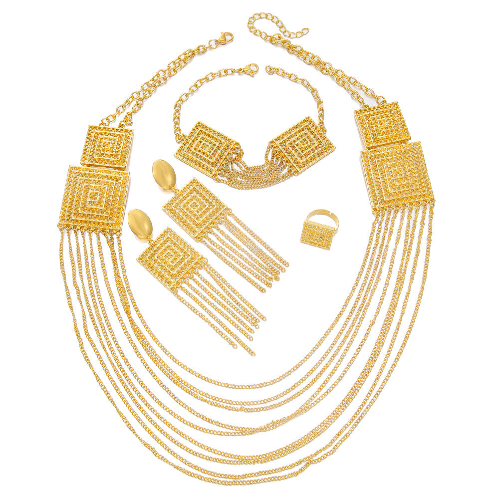 Elegant 18K Gold-Plated Tassel Jewelry Set