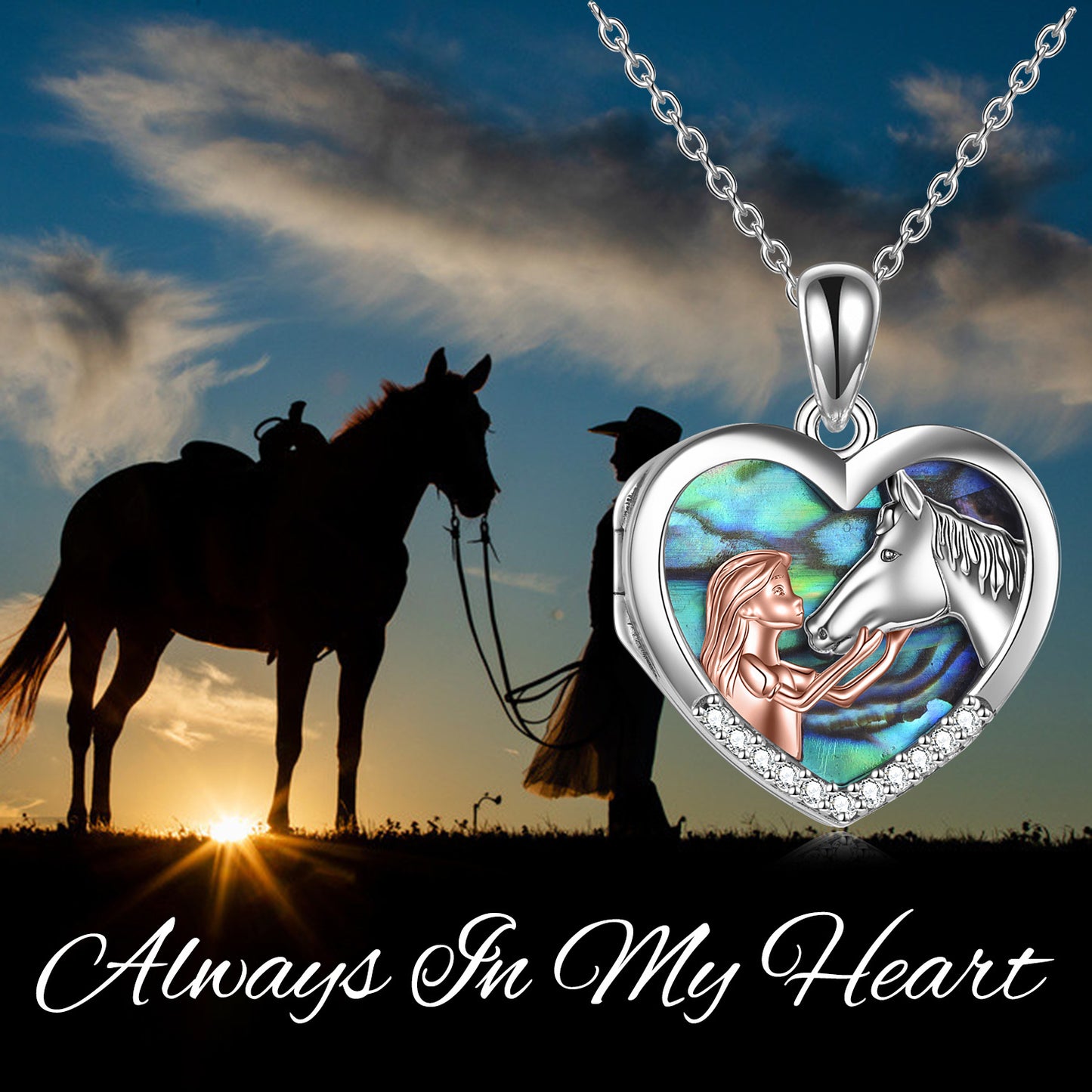 Horse Heart Pendant Necklace | Animal Lover Jewelry