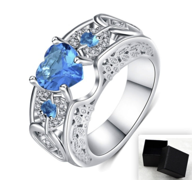 Princess Ring Heart-shaped Ruby Engagement Ring